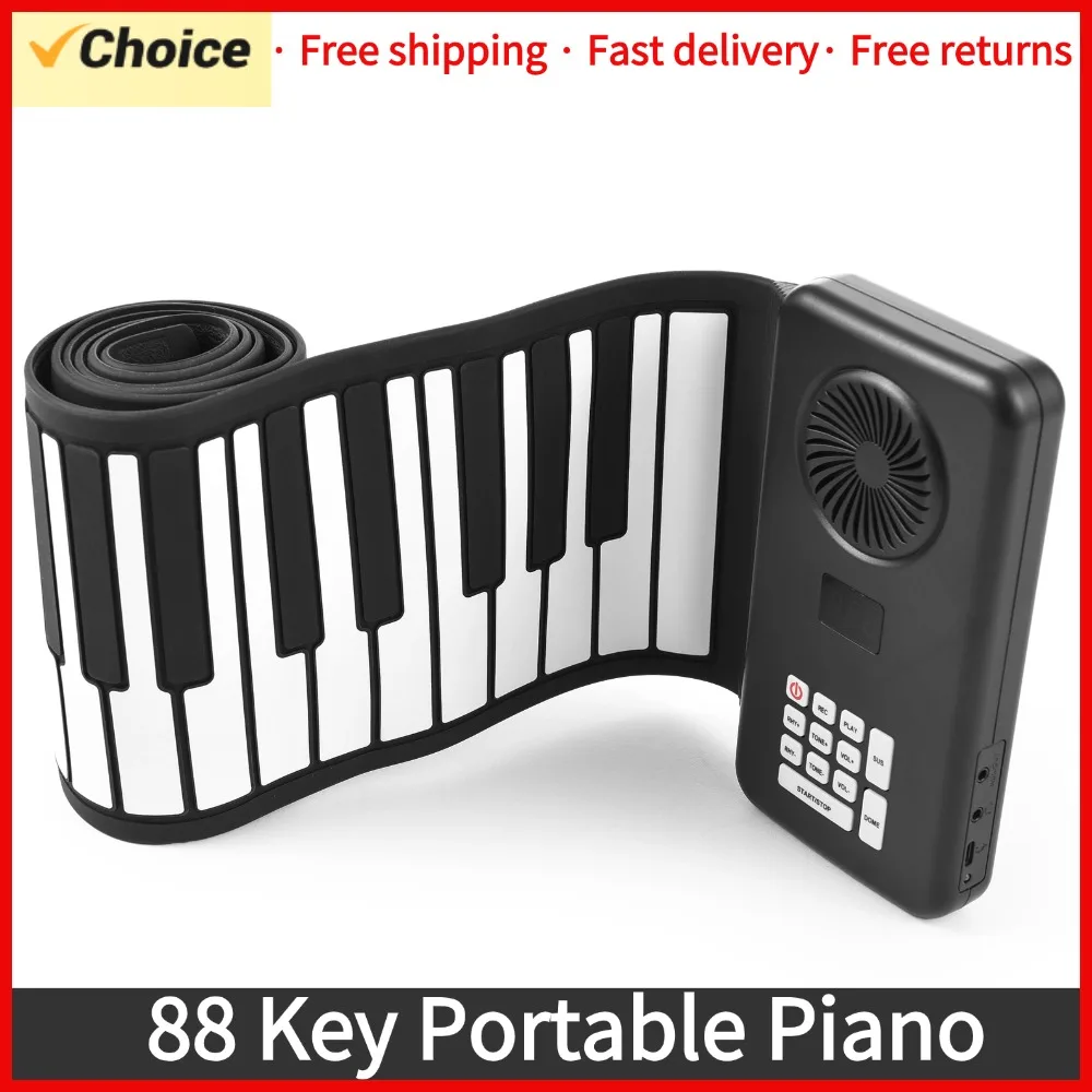 88 Key Portable Piano Handroll Electronic Piano Environmental Silicone Foldable Piano Home Practice Electronic Piano No Speaker