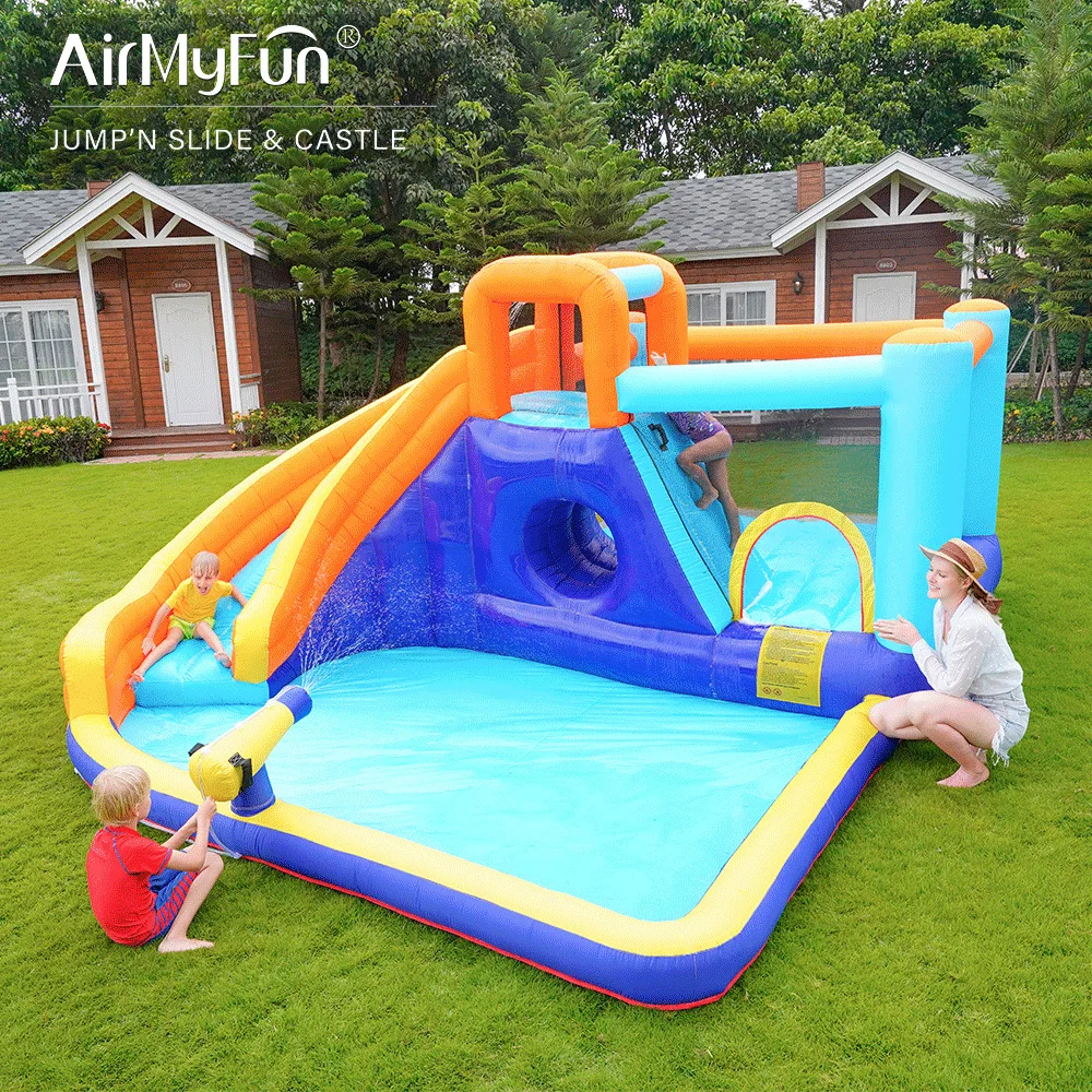 

Doctor Dolphin inflatable Water Slide with Spray Gun inflatable Bounce House amusement park facilities, inflatable castle