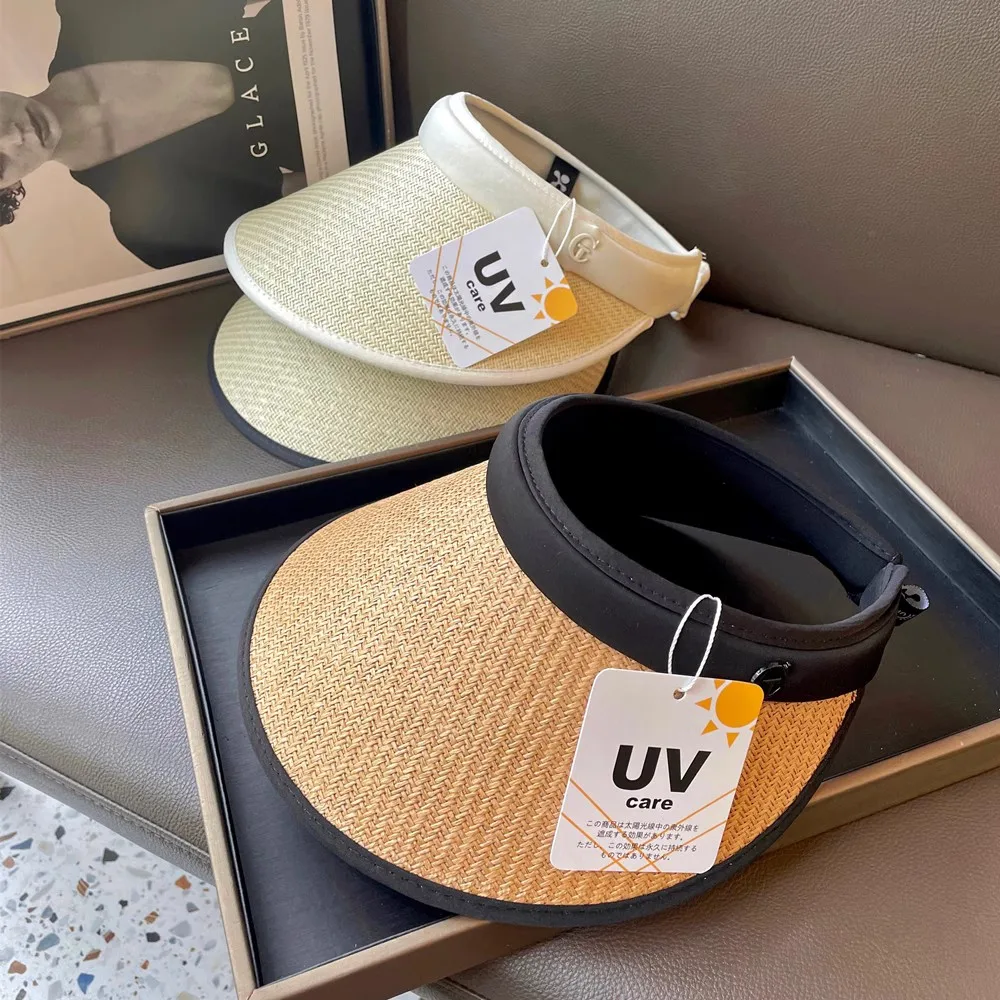 

In the summer of 2024, the new sun-proof Lafite straw hat for women's beach sun-proof and UV-proof sun hat with empty top straw