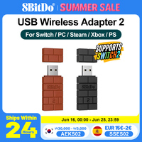 8BitDo USB Wireless Bluetooth Adapter 2 for Nintendo Switch 2 Switch PS5 PS4 Xbox JoyCon Gamepads Windows Steam Mac Raspberry Pi