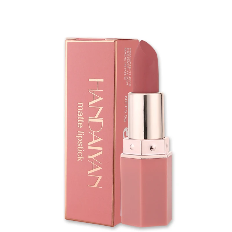 Handaiyan-lápiz labial de terciopelo resistente al agua, 6 colores, Sexy, pigmentos rojos y marrones, maquillaje profesional de larga duración