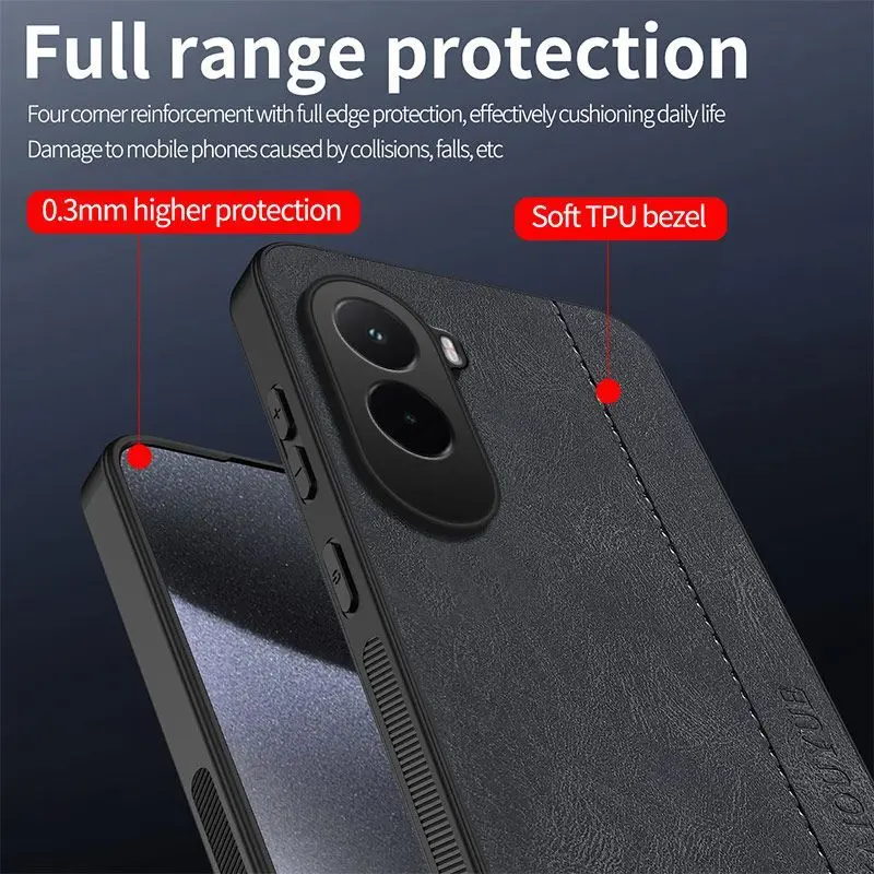 For MI POCO M7 4G Case Simple Business Style Track Plain Leather Skin-friendly Anti-drop Cover For MI POCO M 7 4G Funda