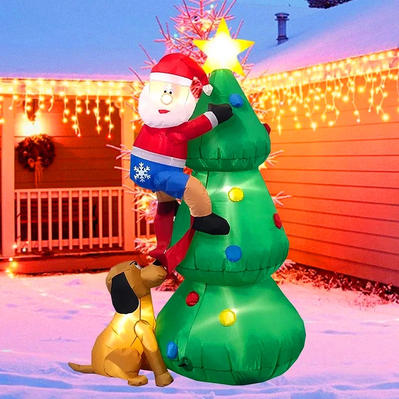 1.8M Christmas Decoration Inflatable Toys Santa Claus LED Lights Indoor Outdoor Inflatable Model Toy Xmas Gift Yard Party Props