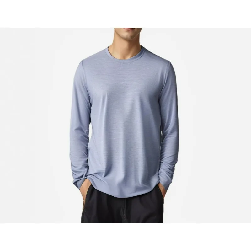 

Camiseta De Manga Larga Suave Y Transpirable Jacquard Para Hombres Con Fondo Suelto Y Ropa Protectora De Secado Rápido