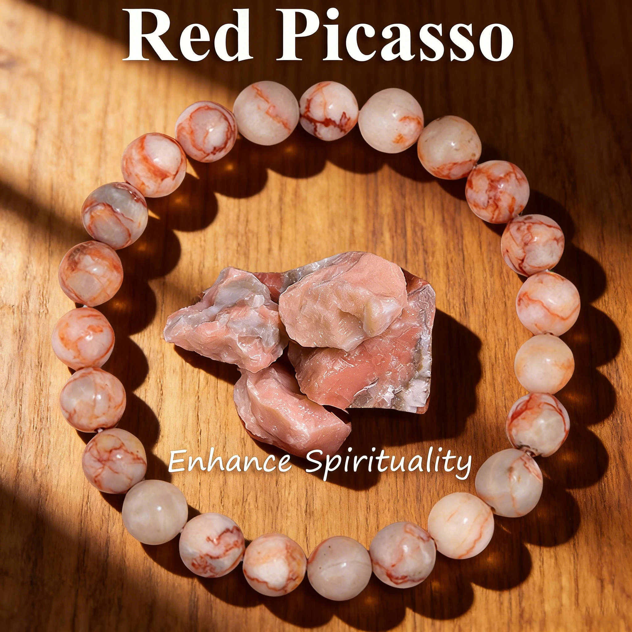 Red Picasso Jasper Bead Bracelet 6 8 10mm Natural Stone Reiki Crystal Bracelet Charm Vitality Happiness Exquisite Jewelry Unisex