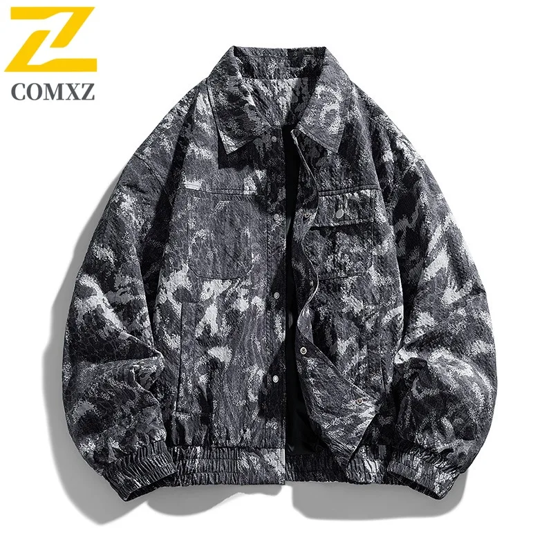 

COMXZ Gorpcore куртки Tie Dye модные большие размеры осенняя уличная ветровка для кемпинга и путешествий куртка 2025 прогулочный мужской плащ