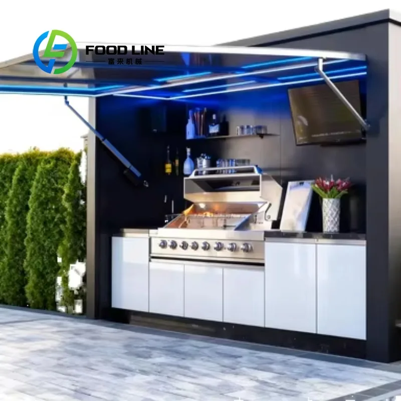 Customized Contemporary Modular Outdoor Prefabricated Mobile Kitchen Unit Wind and Rainproof Mobile Garden Cabinet