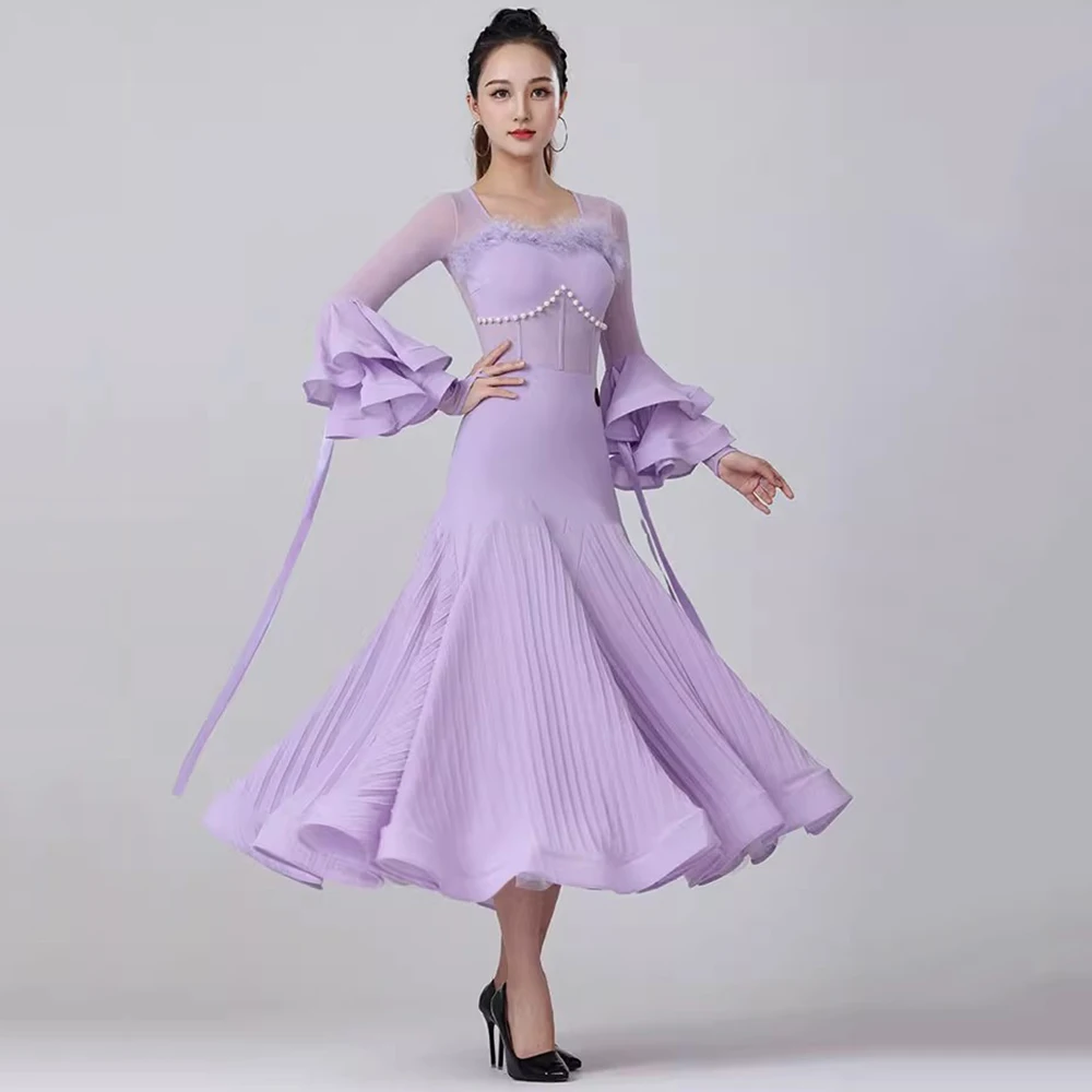 Vestidos Elegantes de baile de salón para mujer, ropa de competición de Vals, estándar nacional, disfraces modernos de rendimiento de alta gama,