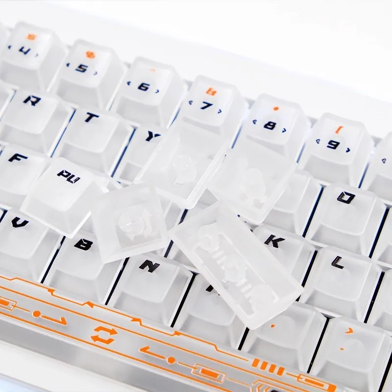 

MiFuny Etched Circuit Theme Keycaps 140 Keys PC Frosted Translucent Cherry Profile Custom Keycaps for Mechanical Keyboard Gifts