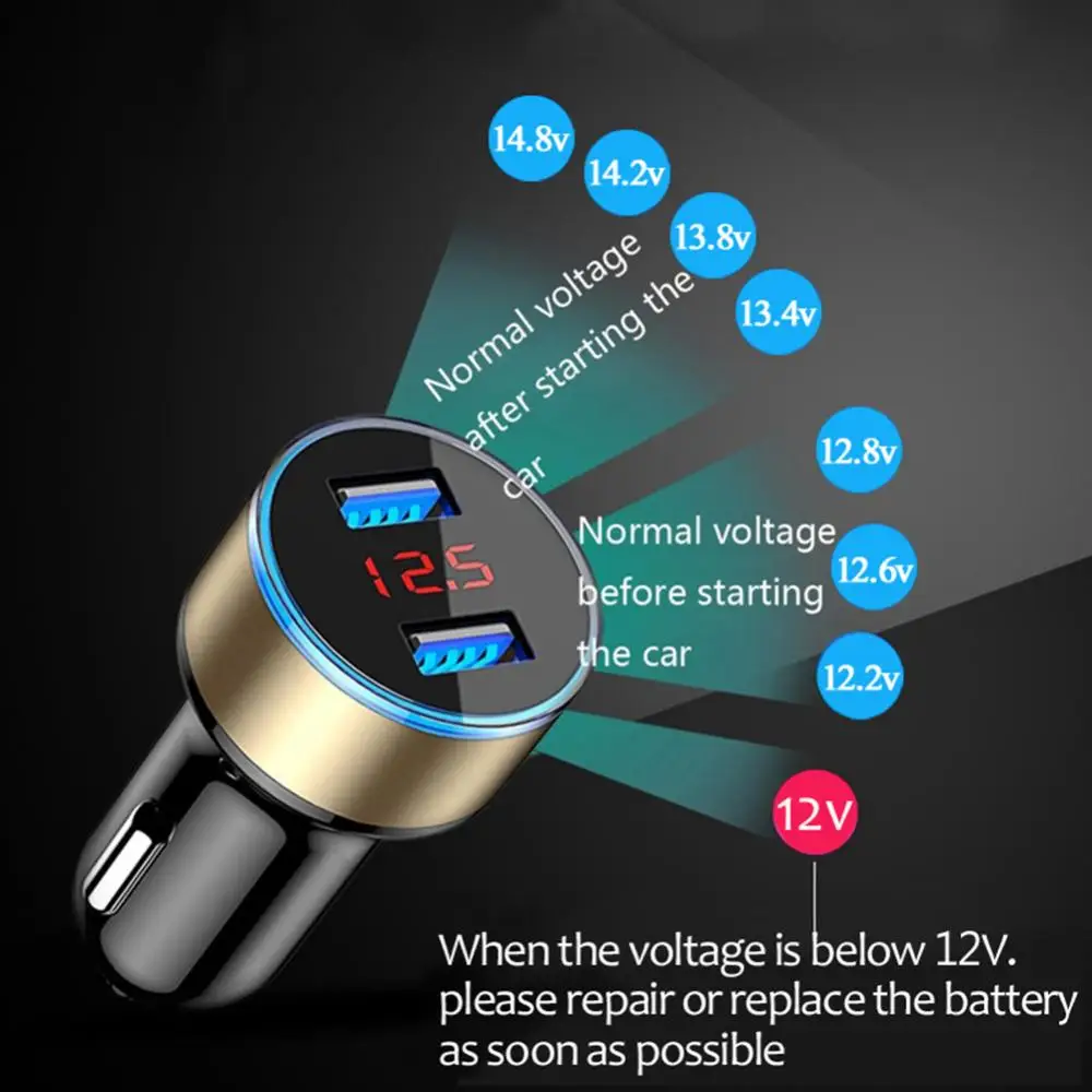 Portable Dual USB LED Digital Display Quick Charge 5V 3 1A Dual USB Car charger Adapter Fast Charging For