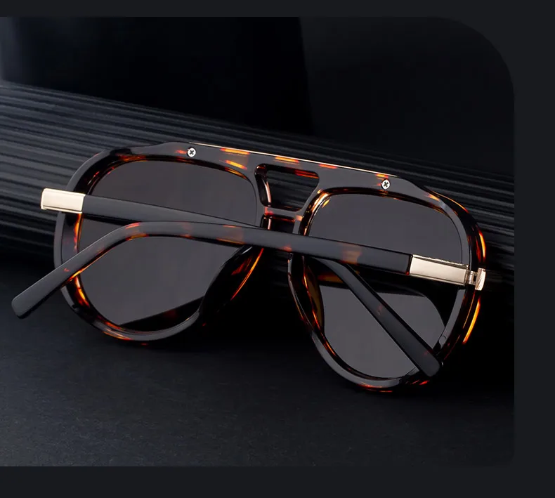 Polarisierte Steampunk Übergroße Ovale Sonnenbrille für Herren 2026 Luxusmarke Trendige Doppelbalken-Sonnenbrille für Männer UV400 Schutz – Detail 5