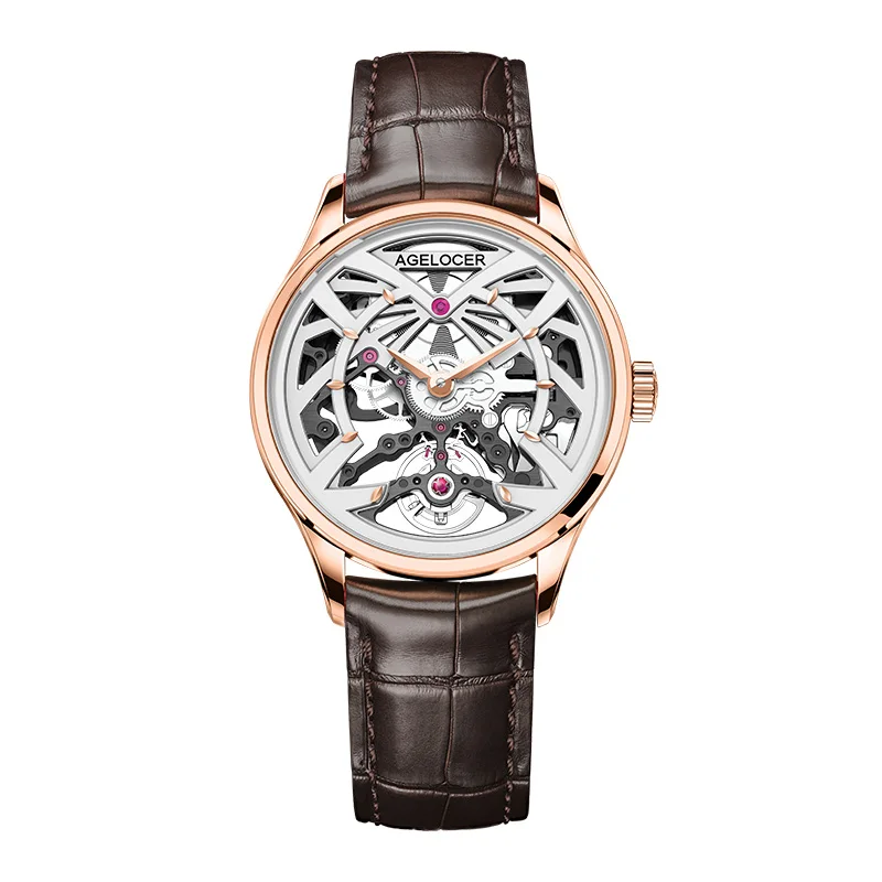 AGELOCER orologio da corsa originale da uomo quadrato luminoso automatico orologio meccanico regalo di compleanno per uomo