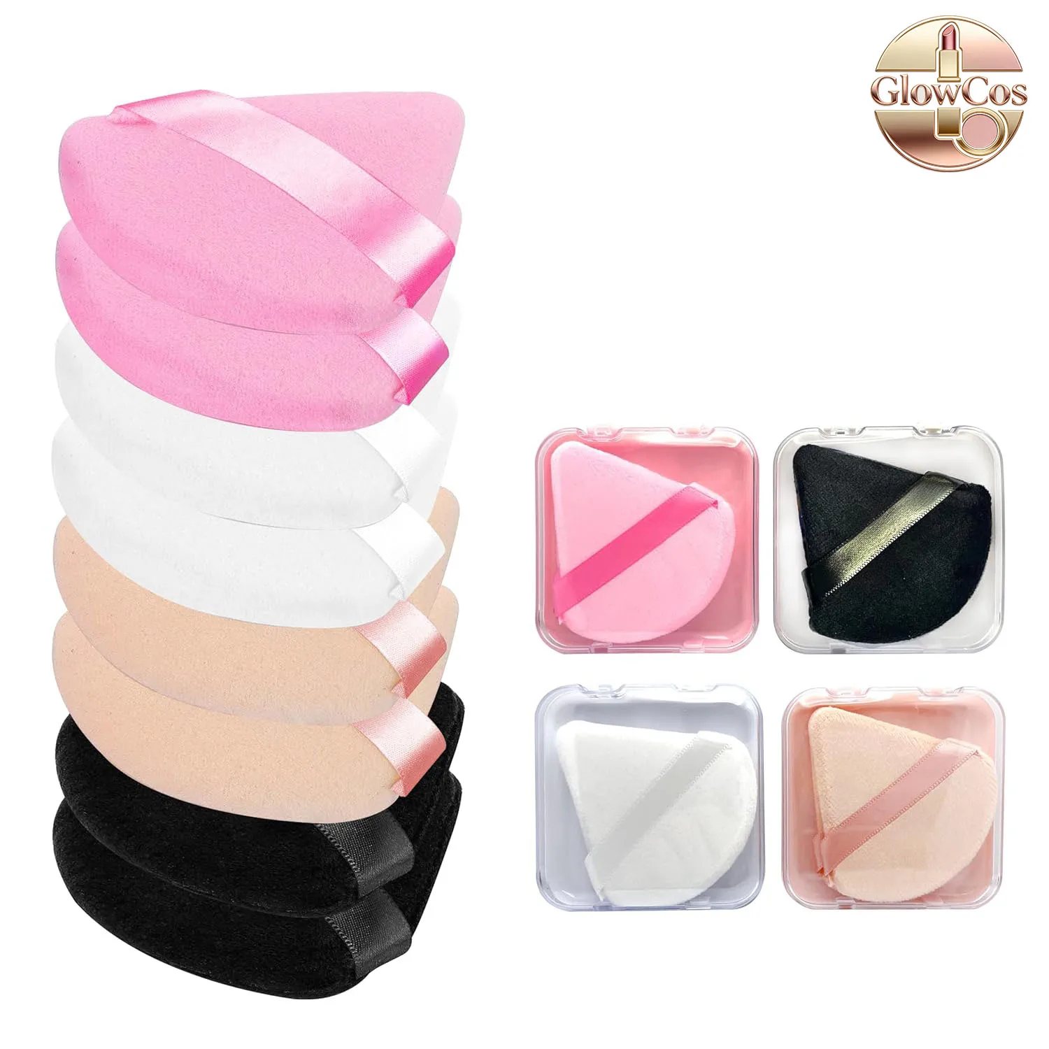 Esponja de Maquiagem em Forma de Triângulo, Puff de Veludo para Maquiagem em Pó, Blender de Maquiagem para os Dedos