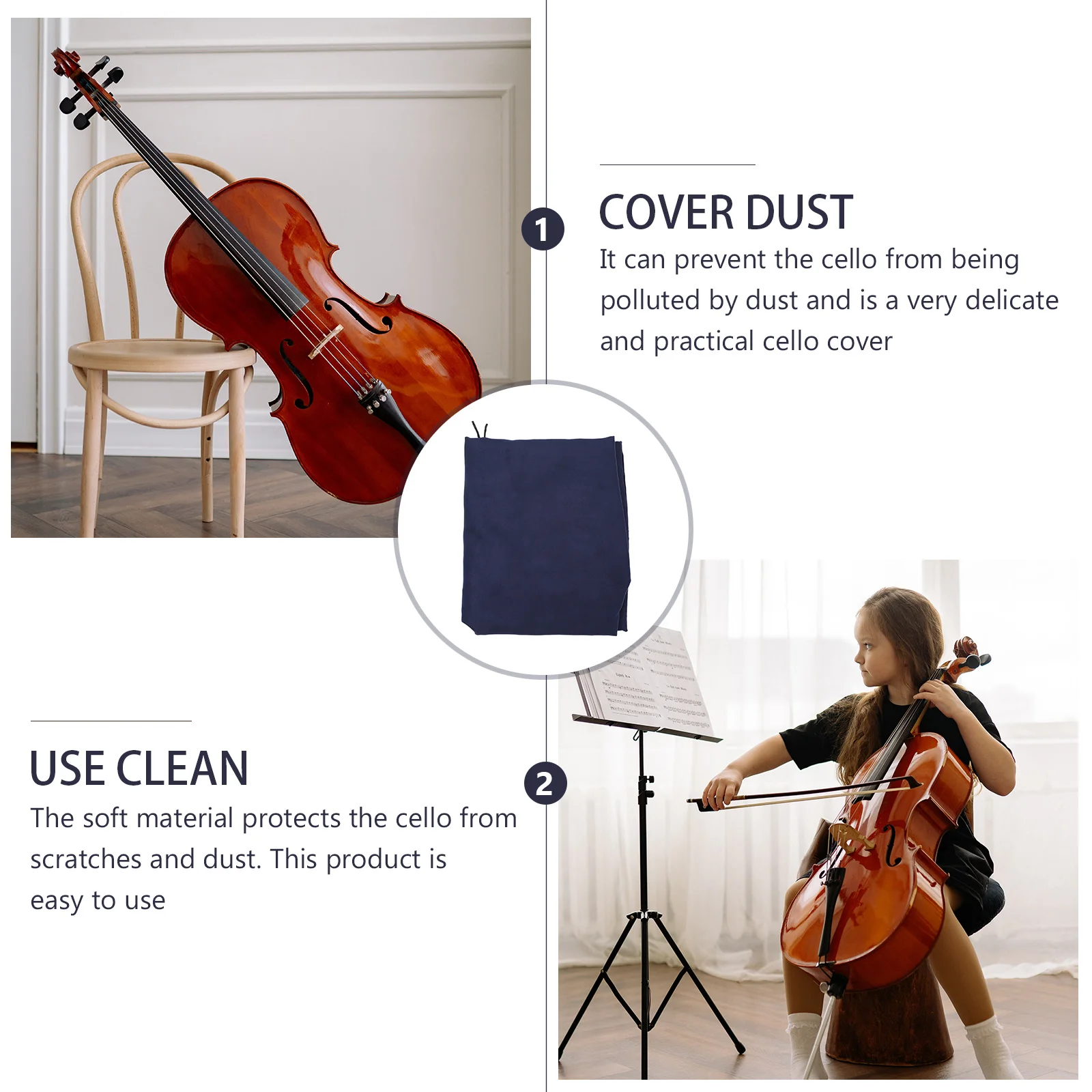 

Delicate Suede Cello Cover Exquisite Design Stain Resistant Durable Soft Scratch Protection Easy Clean Long Term Use