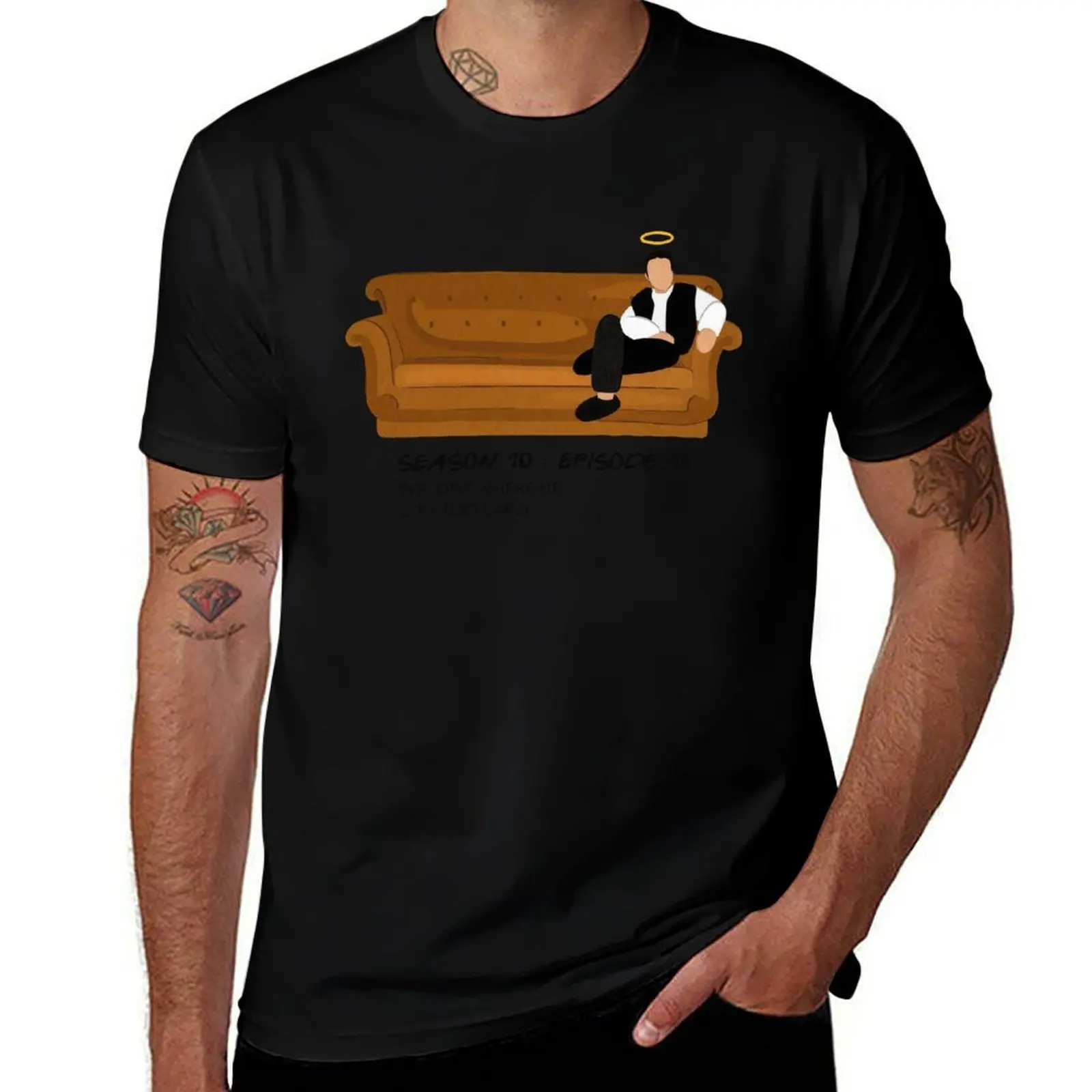 Matthew Perry Chandler Bing Season 10 T-Shirt Basic Solid Color Casual Tee Shirt T-Shirt