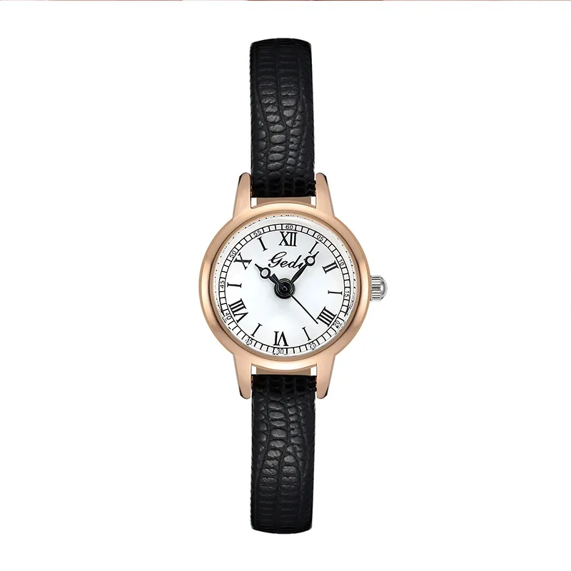 Jam Tangan Wanita Jam Tangan Pelajar Anak Perempuan Kecil Retro Jam Tangan Kuarsa Modis Wanita Tahan Air Tali Kulit Kelas Atas Ceruk Hadiah