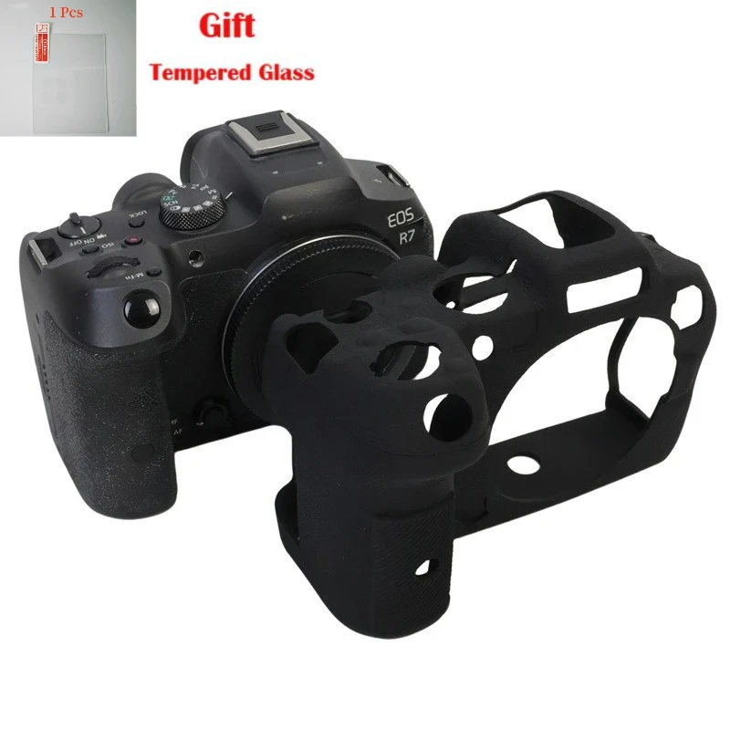 Micro Single Camera Bag Silicone Case,soft rubber case For Canon EOS R7+ Tempered Glass LCD Protective Film