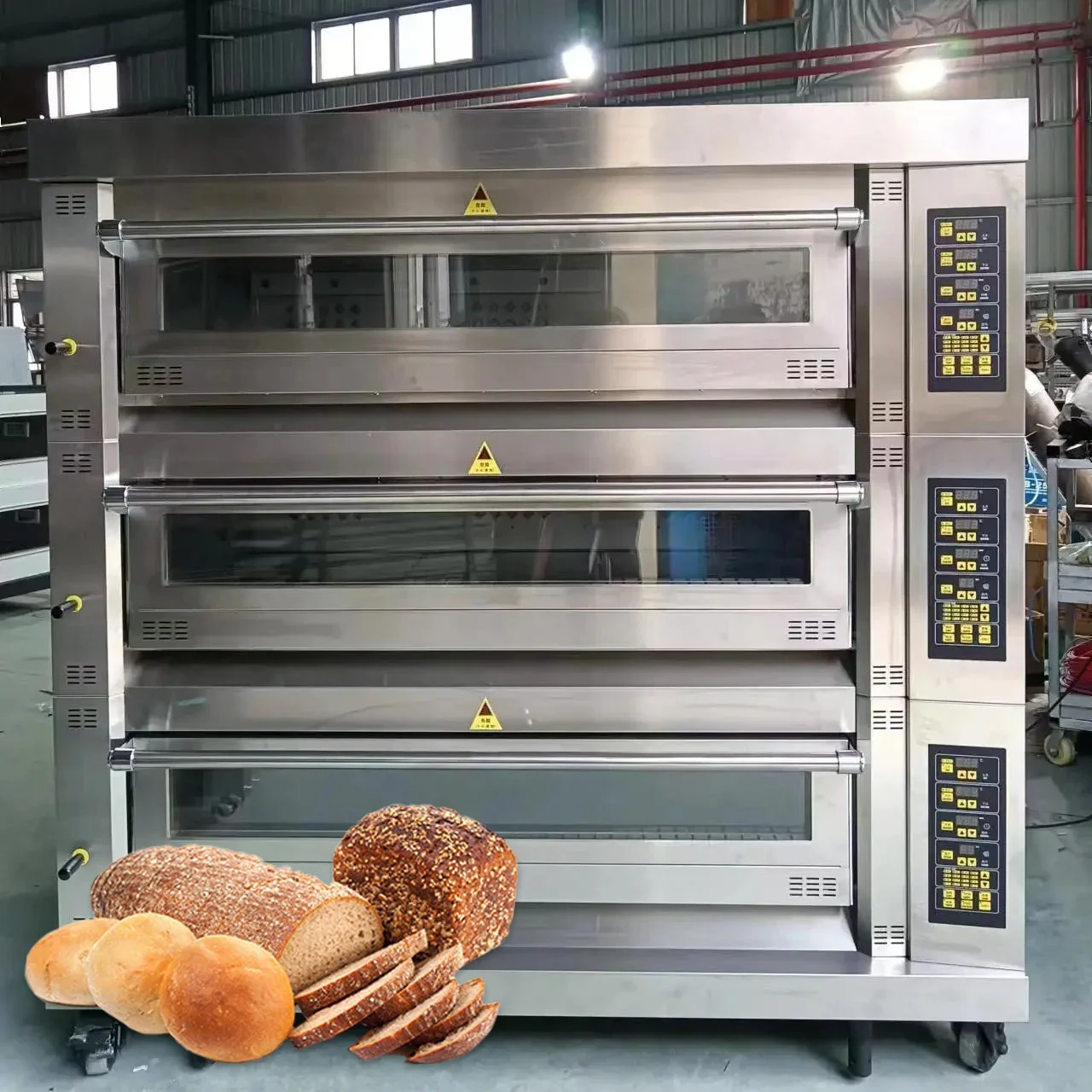 

60Hz 220Volt gas pizza oven 3 desk 3 tray gas bakery oven with stone plate