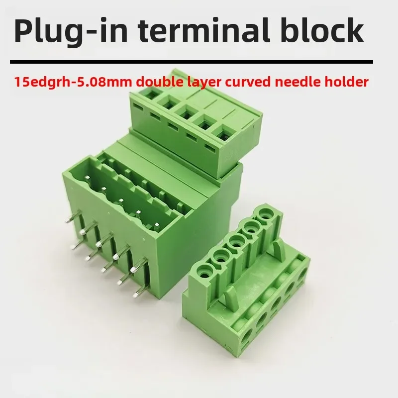 wholesale Double plug type 15EDGRH-5.08MM Wiring Phoenix terminal double row bent pin base 2*12P Complete set (1 socket +2 plug)