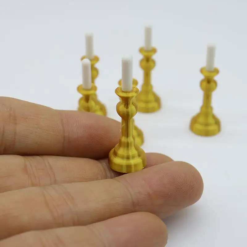 1/2Pcs Dollhouse Miniature Golden Candle Holder 1:12 Mini Candlestick Model Doll House Dining Room Home Decor DIY Accessories