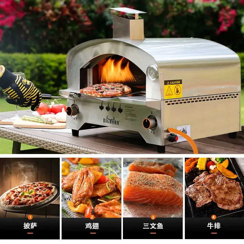 Large Gas Pizza Oven Household Kiln Italian Pizza Oven Stainless Steel Outdoor Portable Pizza Oven