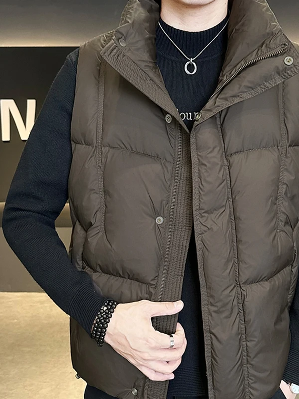 

Мужской повседневный свободный жилет с воротником-стойкой, осенне-зимняя модная верхняя одежда, теплый, стильный, из полиэфирного волокна