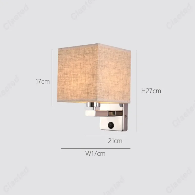 Creative LED Fabric Lampshade E27 Wall Light Switch Button Bedroom Bedside Lamp Restaurant Bar Decoration Lighting Fixture