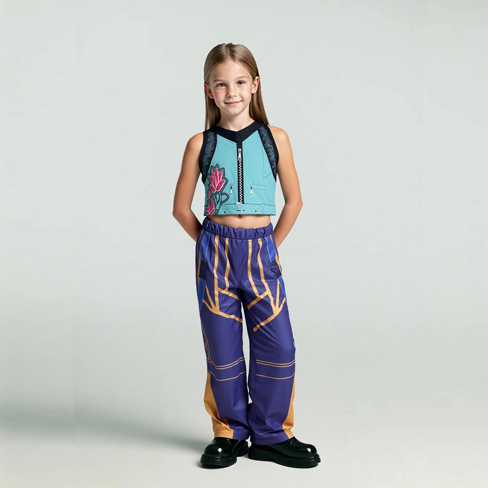 Anime KPop Demon Hunters Mira Zoey Rumi Cosplay Costume for Children Huntrix Uniform Full Set Top Pants Halloween Carnival Prop