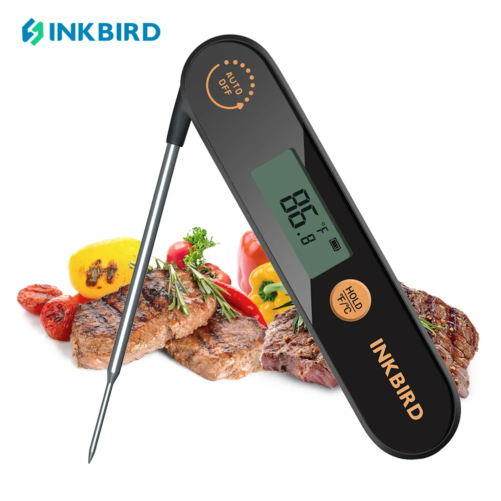 

INKBIRD IHT-1X Digital Handheld Meat Thermometer Waterproof Rechargeable Instant Read Food Thermometer with Probes for BBQ,Milk