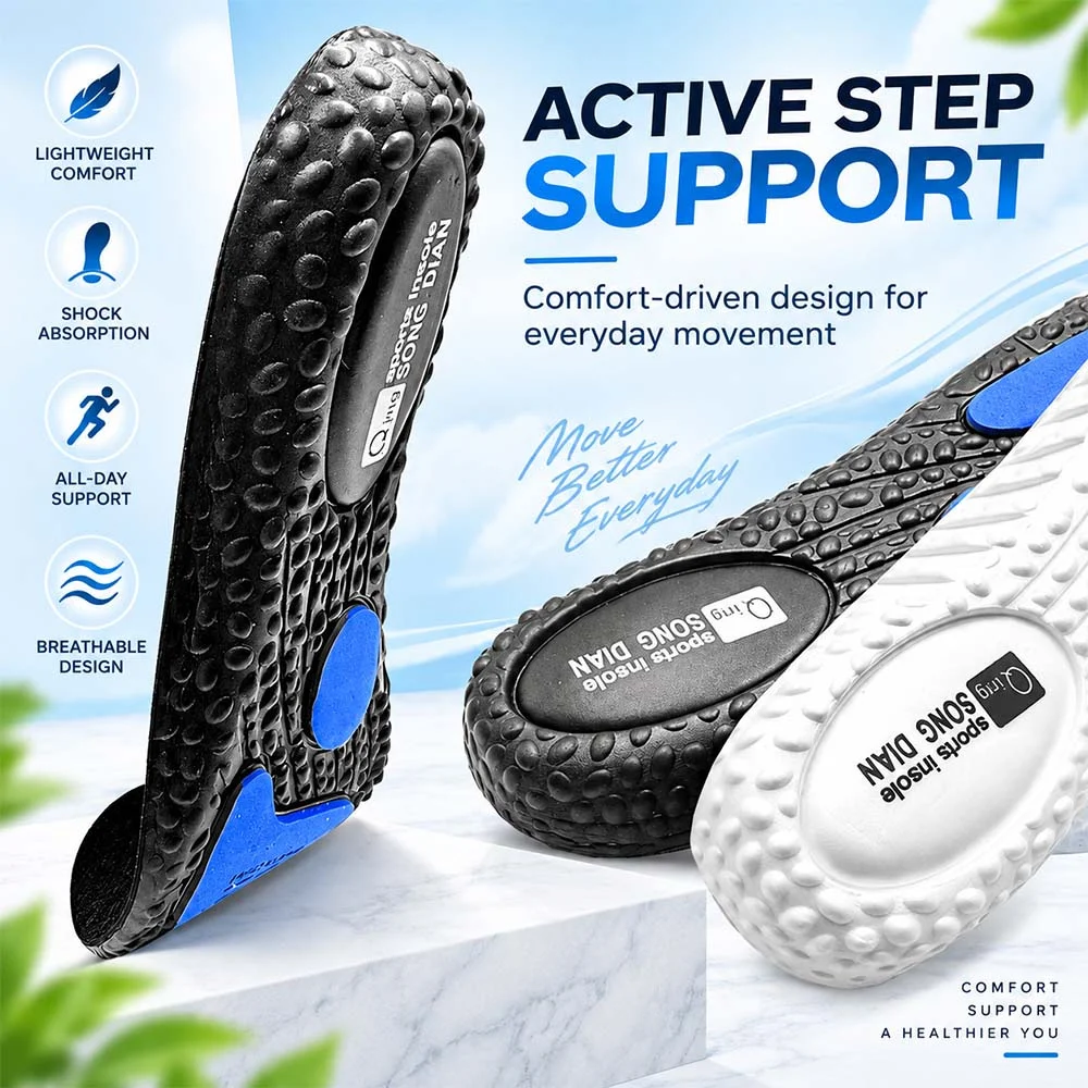 1-2 Pairs Basketball Jump Fitness Training Insoles Shock Absorption Deodorant Breathable Running Men Women Orthopedic WINRUOCEN