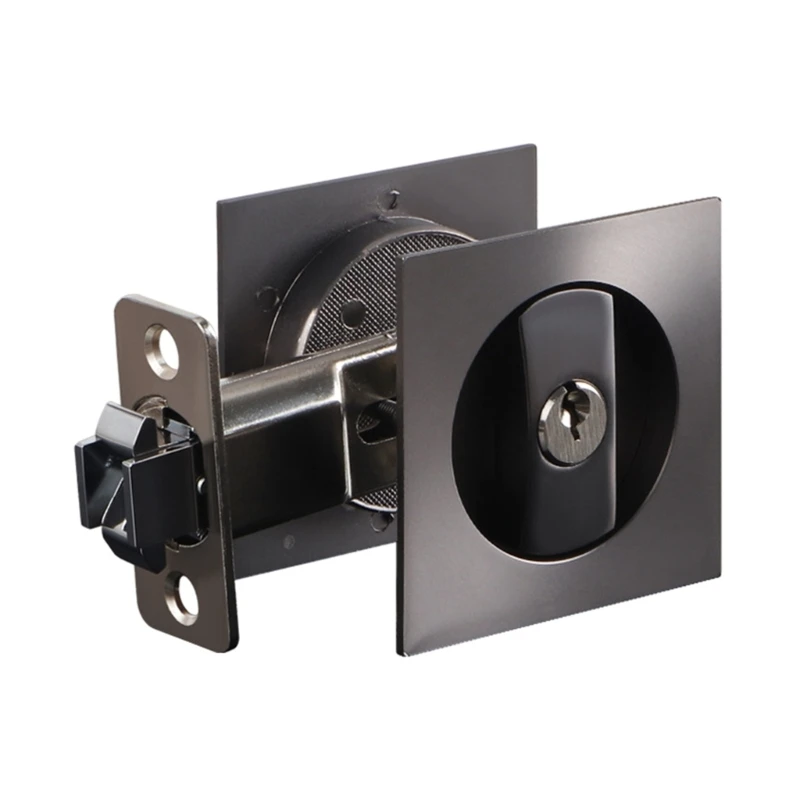 Preto deslizante bolso Door Lock para celeiro, privacidade contemporânea, porta Hardware Tool, E65B