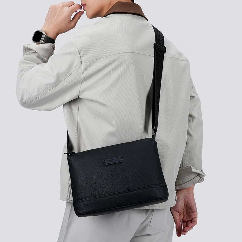 New Men's Handbag Genuine Leather Multi-Functional Single oulder Slung Bag Calfskin Texture Small Bag Simple Men's Bag 가방