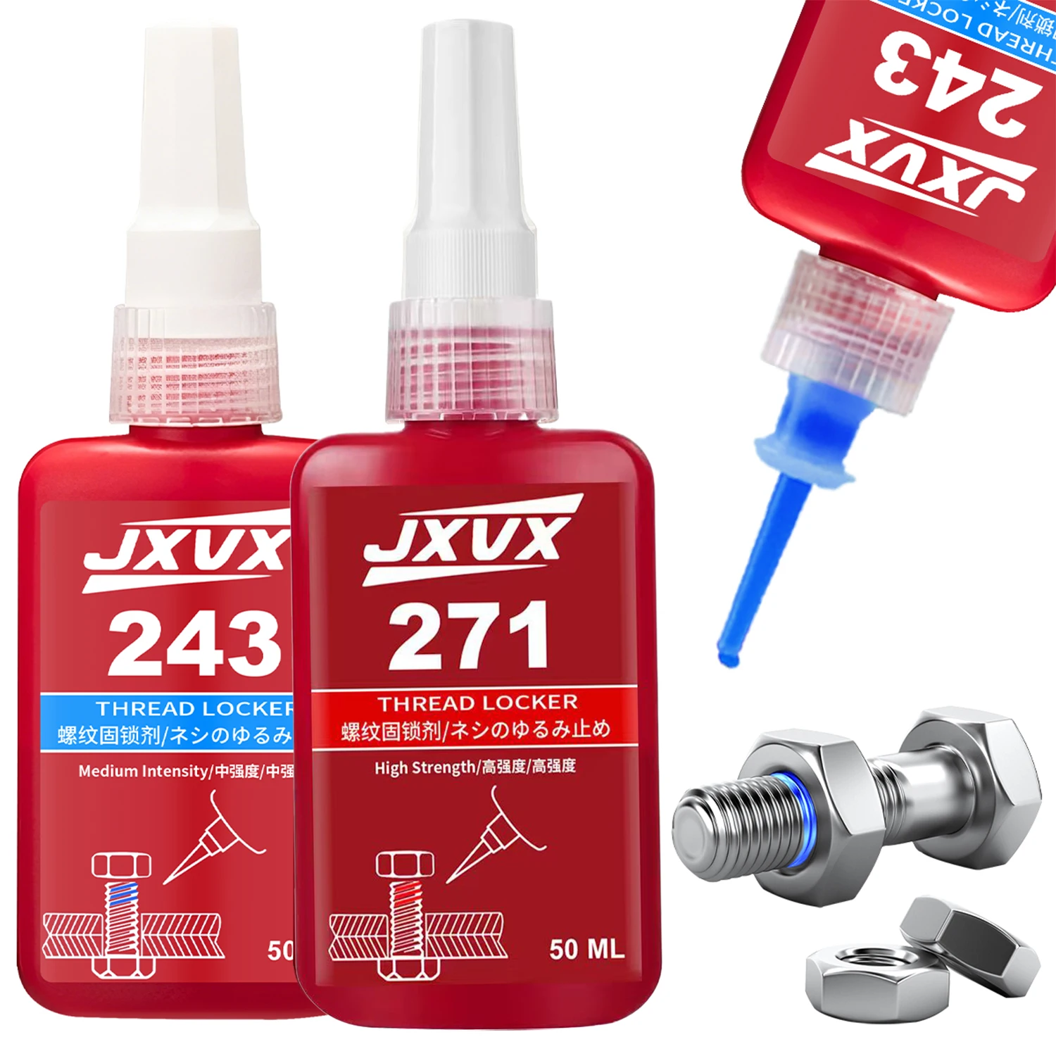 Blue Threadlocker 243 Thread Adhesive (Equivalent to Loctite) Suitable for all metal threaded assemblies 50ml
