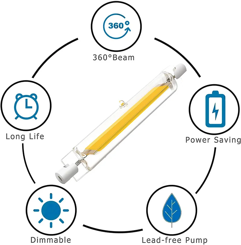 1pcs 4pcs R7S LED COB Glass Tube High Power 78mm 118mm J78 J118 COB Light Bulb AC110V 220V 230V 240V Home Replace Halogen Lamp