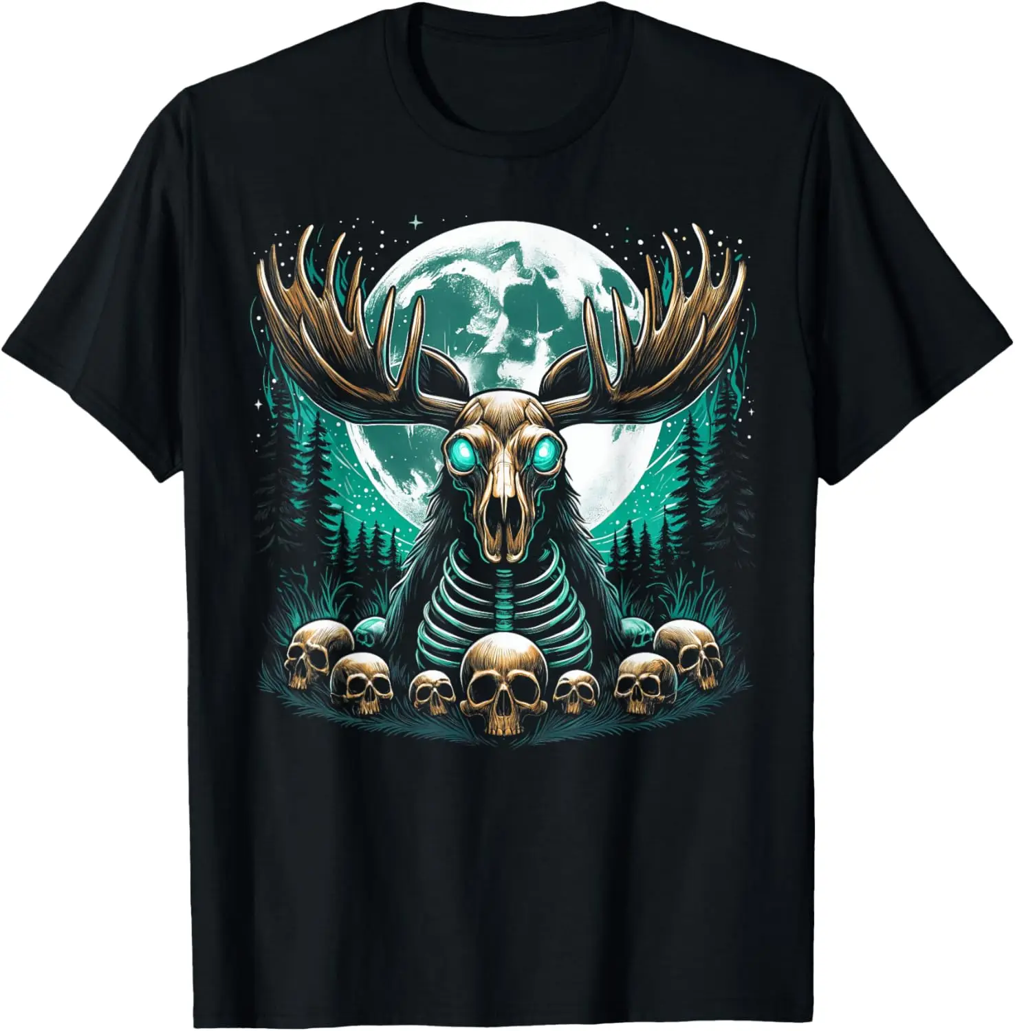 Cool Moose Skeleton Halloween Christmas Birthday T-Shirt