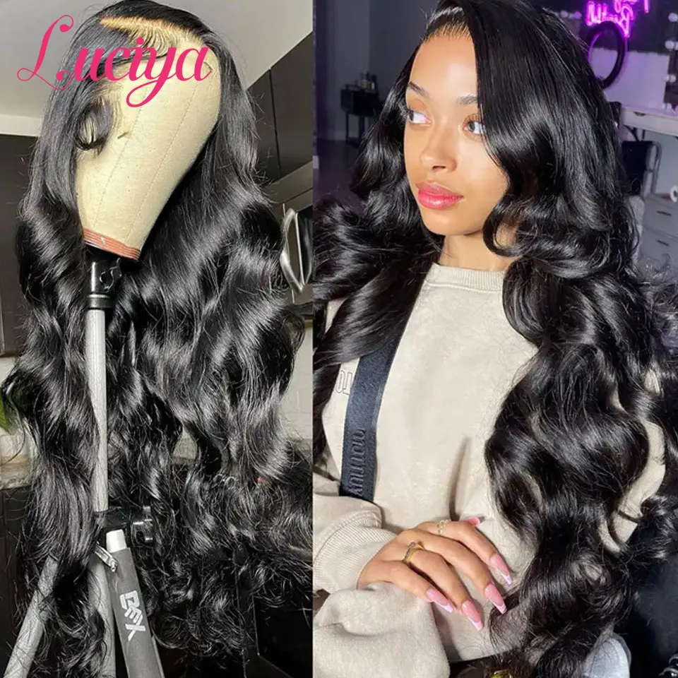 Luciya Haar Body Wave Hd Lace Front Menselijk Haar Pruiken Voor Vrouwen Braziliaanse Transparant 360 Kant Frontale Pruik 4X4 Vetersluiting Pruik