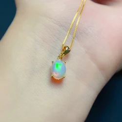 Natural opal pendant necklace for women silver 925 jewelry luxury gem stones 18k gold plated free shiping items