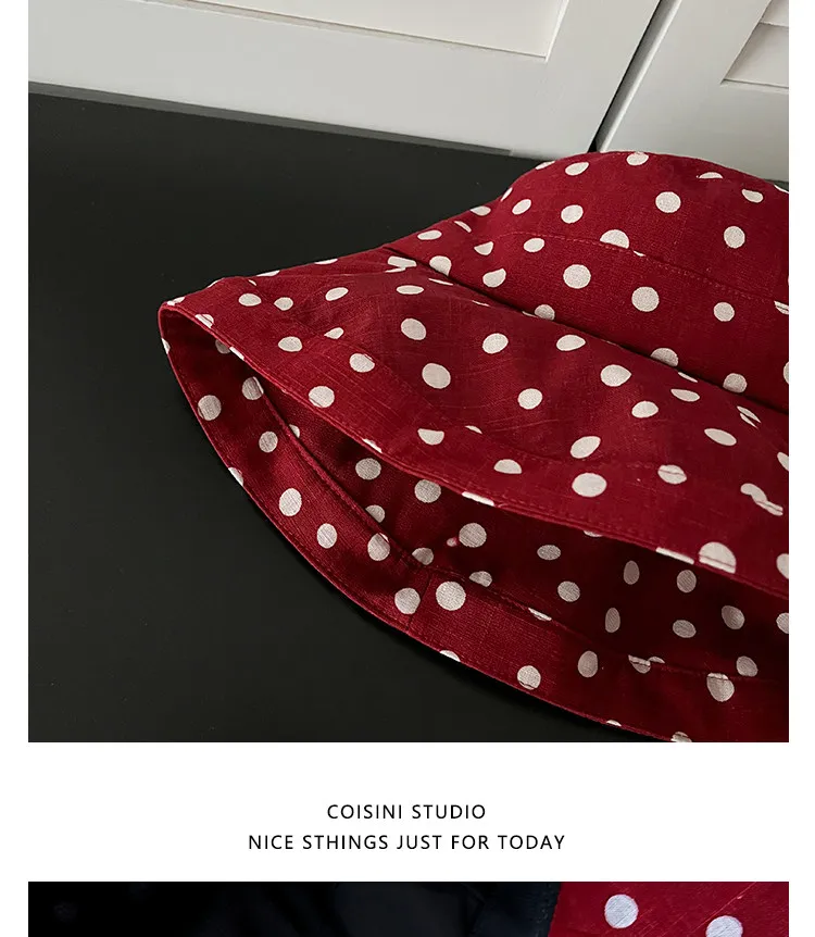 Modische Polka-Dot-Druck Bucket Hats mit breiter Krempe für Damen – Vielseitiger Sonnenhut für Sommer, Reisen und Freizeit – Detail 15