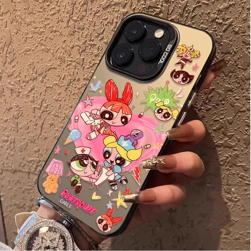 حافظة P-Powerpuff G-Girls غير لامعة لهاتف iPhone 15 16E 16 11 14 13 12 Pro Max XS X XR Plus 8 7 SE 2020 غطاء صلب مقاوم للصدمات #3