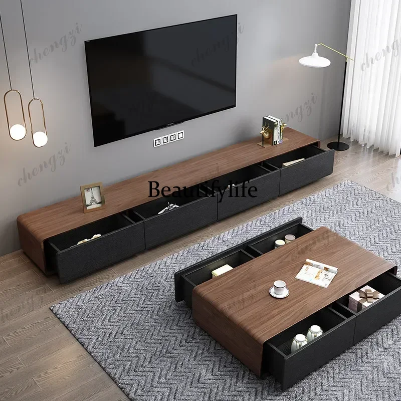 132 Custom Drawers Tv Cabinet European Minimalist Designer Black Tv Cabinet Modern Luxury Brown Muebles De Sala Furniture Home