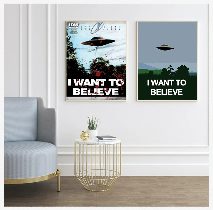 Posters Wall Art Pictures For Living Room Decoration No Frame I Want To Believe X File TV Play Canvas Prints Painting