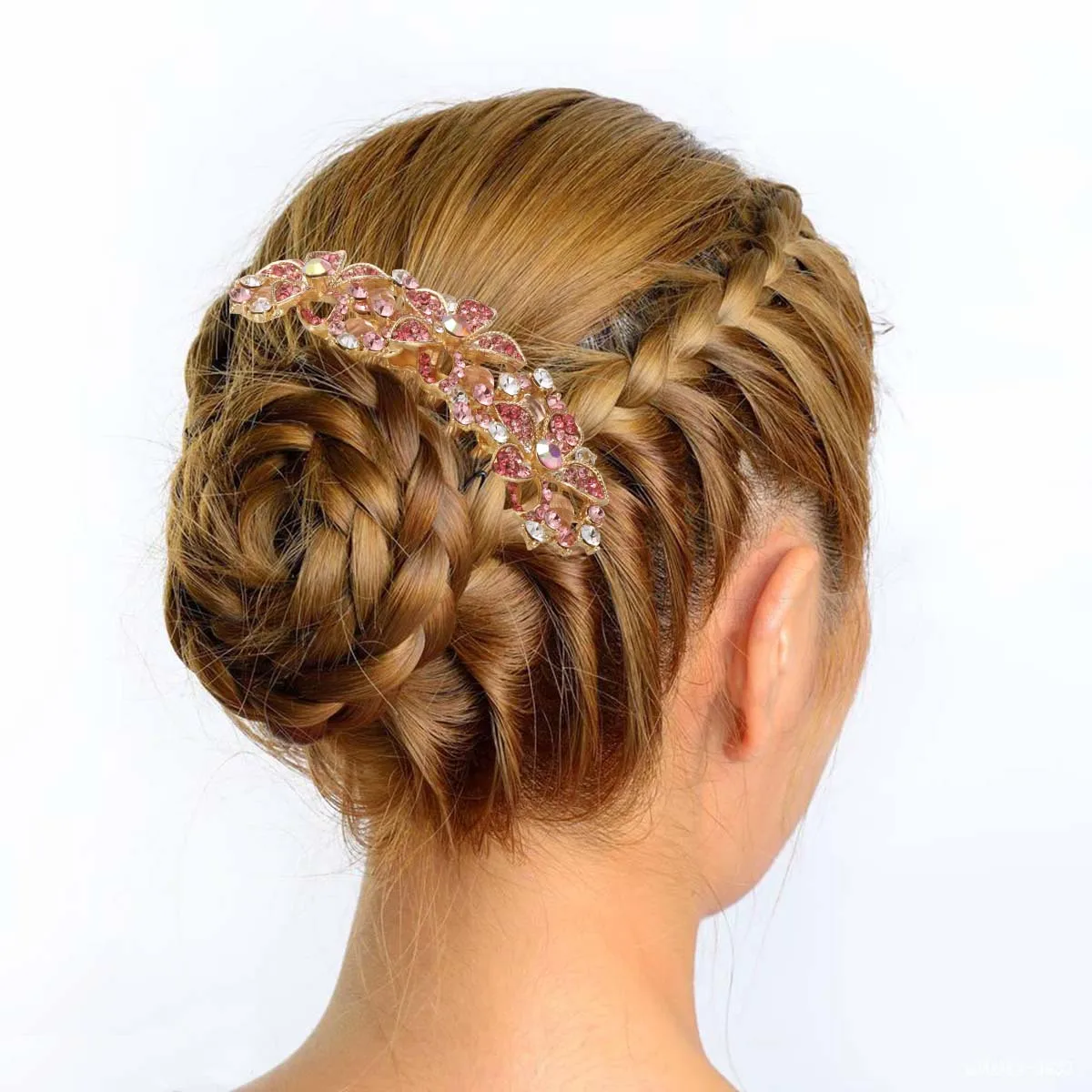 

Rhinestone Hair Comb Crystal Pink Elegant Hairpin Party Headpiece for Women Wedding Hair Accessories Rhinestone Headdress