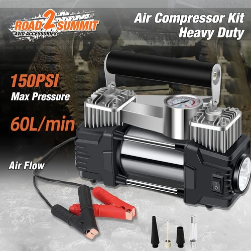 Imagen 2 del producto Arrancador de salto con inflador de neumáticos, bomba de aire de coche de 150PSI, compresor de aire para encendedor de cigarrillos de 12V para bolas de bicicleta, motocicleta y coche