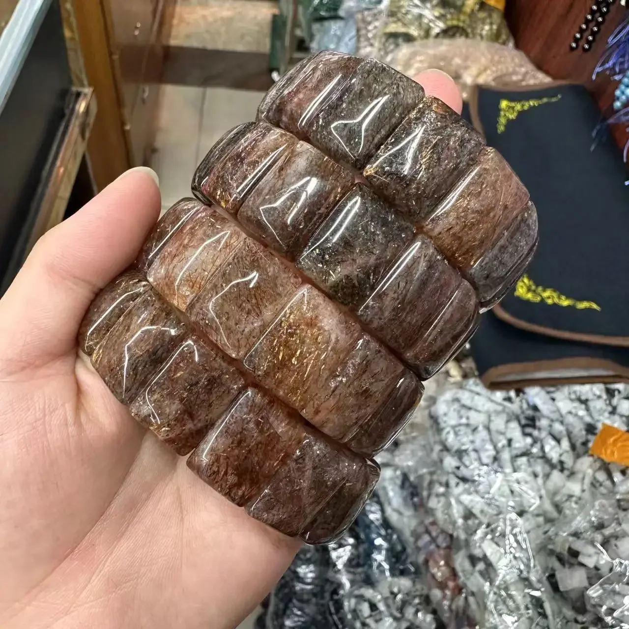 

14*20 мм натуральный черный золотой браслет Super Seven с рутилированным кварцем DIY ювелирные изделия для унисекс ручной работы оптовая продажа подарок на день Святого Валентина