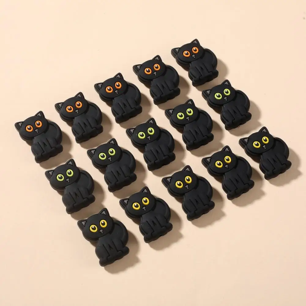 10 pz 20x28mm Cartoon Black Cat massaggiagengive perline Silicone per uso alimentare perline da masticare per la cura accessorio giocattolo catena