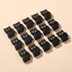 10Pcs 20x28mm Cartoon Black Cat Teether Beads Food Grade Silicone Chew Beads For Care Toy Accessory DIY Baby Pacifier Chain