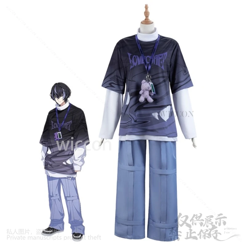 Anime Game 18trip Cosplay Kiroku Kinugawa Costume Top Pants Wigs For Man Woman Wigs Halloween Christmas Party Cos Customized