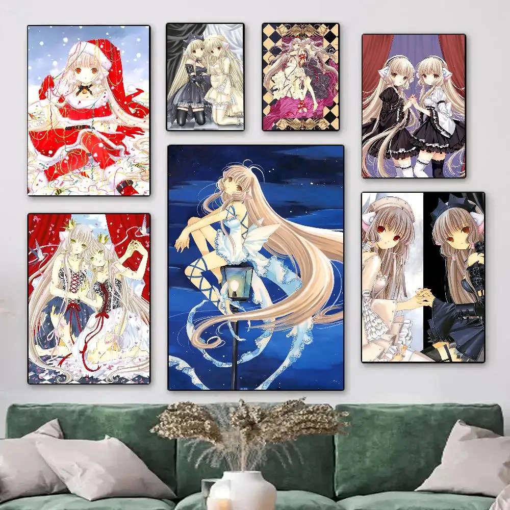 Klassische Anime-Manga-Poster mit niedlichen C-Chobits-Motiven, HD-Druck, Vintage-Wandkunst, Dekoration für Zuhause, Arbeitszimmer