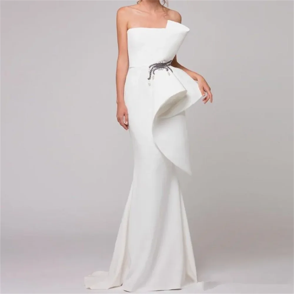 

2024 Mermaid Prom Dresses Strapless Appliques Plus Size Evening Gowns robes de soirée Beach Special Occasion Dress Formal Wear