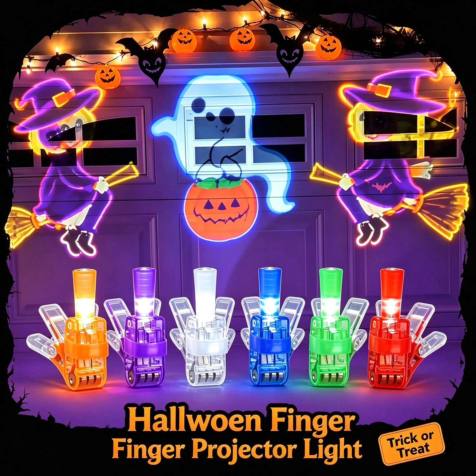 Halloween Finger Lights Toys Bright lights Projector Halloween Party Favors Toys Halloween Goodie Bag Fillers Trick or Treat Toy